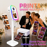 Cabina de Fotos Portátil con Cámara DSLR, Marco Metálico Ovalado, Impresión Instantánea, Compatible con iPad, para Fiestas de Cumpleaños