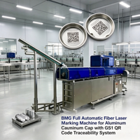 Système de marquage laser à fibre entièrement automatique BMG pour capsules en aluminium, avec code QR traçable unique par article, machine de codage conforme à la norme GS1