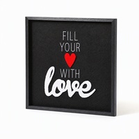 Cadre carré noir pour œuvres d'art, flocage 3D haute contraste en MDF + broderie en tissu éponge, lavable et durable pour la décoration de chambre/salon