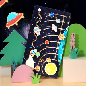 Planètes en bois jeux de puzzle <span class=keywords><strong>système</strong></span> <span class=keywords><strong>solaire</strong></span> en bois planche planètes puzzle planche de correspondance pour enfants apprentissage - Product Image 2