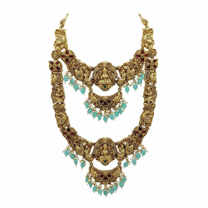 High Quality Traditional South <b>Indian</b> Temple Ethnic Brass Bridal Set Zircon Goddess Design Rose Gold Plated Engagement Wedding - Product Image 2