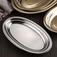Plateau ovale en acier inoxydable doré, plusieurs tailles, plateau de service en métal, finition polie brillante, plat à poisson, assiette de dîner, vente en gros, personnalisable