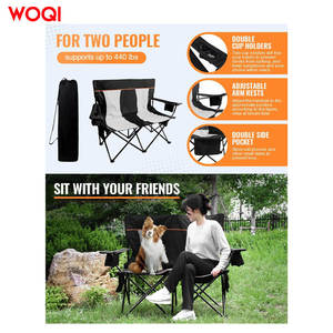 Silla de Camping Plegable Doble para Exteriores Woqi, Marco de Aluminio, Tela Oxford, Silla de Jardín con Portavasos y Almacenamiento, Negra - Product Image 2