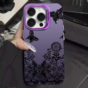 Dessin animé Premium Téléphone Cas Antichoc pour <span class=keywords><strong>iPhone</strong></span> <span class=keywords><strong>11</strong></span> 12 13 14 15 16 Pro Max Plus pour <span class=keywords><strong>iPhone</strong></span> X Xs Xr-Ligne Noire Dentelle Argent - Product Image 5