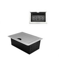 Prise de bureau escamotable universelle en aluminium avec port réseau, prise de courant de bureau escamotable
