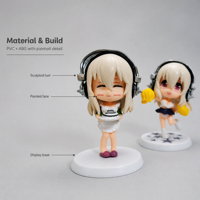 Figurine Chibi Anime Fille aux Écouteurs Kawaii en PVC, Ornement de Bureau, Figurine d'Action Mignonne, Jouet de Collection, Vente en Gros OEM