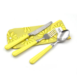 Ensemble de couverts en argent à manche en <span class=keywords><strong>plastique</strong></span> coloré <span class=keywords><strong>vaisselle</strong></span> avec cuillère confortable couteau à fourchette pour restaurants hôtels campeurs - Product Image 5