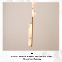 Lustre LED brossé minimaliste à suspension haute, en albâtre naturel rectangulaire, idéal pour couloir d'hôtel et espace d'escalier