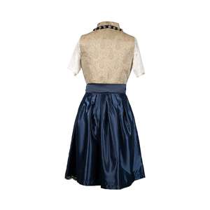 Robe traditionnelle Dirndl pour femmes, col en V, corsage perlé, jupe midi brodée florale, ceinture en satin, coupe trapèze, tenue formelle - Product Image 4