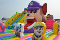 Grand château gonflable gonflable videur maison avec toboggan Paw Dog Patrol dessin animé location commerciale OEM approvisionnement d'usine