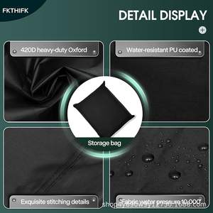 ผ้าคลุมเฟอร์นิเจอร์ลานบ้าน Woqi ขนาด 49.6 x 49.6 x 29.1 นิ้ว กันน้ำ สำหรับโต๊ะและเก้าอี้กลางแจ้ง สีดำ ทำจากวัสดุ Oxford - Product Image 2