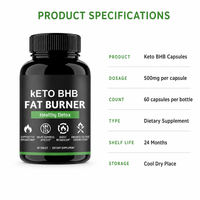 Capsules Keto BHB OEM 500mg Brûleur de Graisse Coupe-Faim Stimulant Métabolique Complément Alimentaire Cétogène Minceur Marque Privée