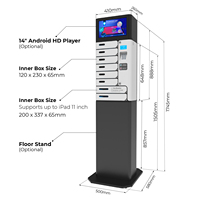 Y2Power UVC 8-Fach Fingerabdruck-gesicherter Smart Locker Handy-Desinfektions- und Ladestation mit 2 Größeren Fächern für iPad/Handy