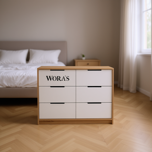 Cassettiera Longhill a 6 cassetti in pino bianco, elegante mobile per camera da letto - Product Image 2