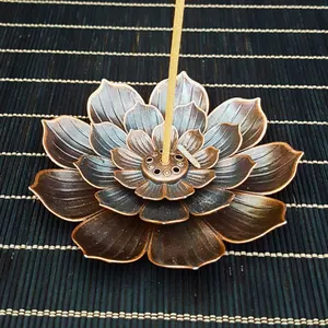 New Design Lotus Petal Metal Incense Burner Portable Incense Holder Home Incense Stick