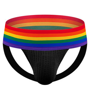 Jockstrap arcobaleno 7.5cm cintura Sexy orso uomo biancheria intima tinta unita prezzi bassi Homme vita bassa cotone Sexy Gay uomo sospensorio - Product Image 5