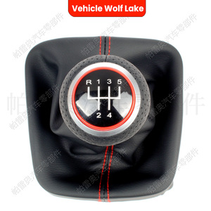 Palanca de Cambios Manual de Cuero para Audi A4 B6 y Volkswagen Golf 5, con Costuras Rojas, Diseño Ergonómico - Product Image 3