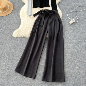 Conjunto de Pantalones Anchos de Lana de Cintura Alta con Tirantes y <span class=keywords><strong>Camiseta</strong></span> Sexy con Bloques de Color para <span class=keywords><strong>Mujer</strong></span>, Otoño, Venta al por Mayor de Boutique - Product Image 2