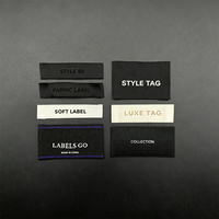 Etiquetas personalizadas de tela de alta densidad con diseño damasco, ecológicas, cosidas, para ropa, con logotipo personalizado.