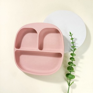 Customized Color Logo Silicone Toddler <b>Divided</b> Bowl With Suction Food Grade BPA Free Kids Mealtime Tableware Dinnerware - Product Image 4