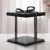 Boîte à ours en roses de 10 pouces, boîte cadeau transparente vide pour fleurs artificielles, boîte cadeau pour femmes, Saint-Valentin, mariage, fête