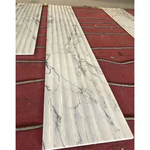 Marmer Gevelbekleding Natuursteen Decoratie Gebogen Stukken Streep Grens Wit Marmeren Muur Board
