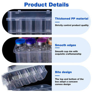Boîte de rangement transparente en plastique pour 10 petits flacons de 3 ml avec plateau amovible pour peptides - Portable - Product Image 5