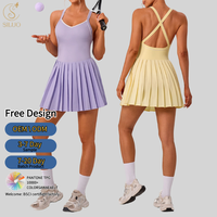 Damen Leichtgewichtiger Hochelastischer Yoga-Rock Atmungsaktives Schnelltrocknendes Plissiertes Lauf- Golf- Tennis-Kleid mit Innentasche