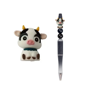 Wholesale Cute Cow 3D Silicone Pendant Loose Beads Non-Toxic DIY - Product Image 1