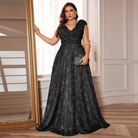 Robe de soirée grande taille en dentelle scintillante vert olive à fleurs 3D, col en V, longueur ras du sol, pour invitée de mariage, vente en gros