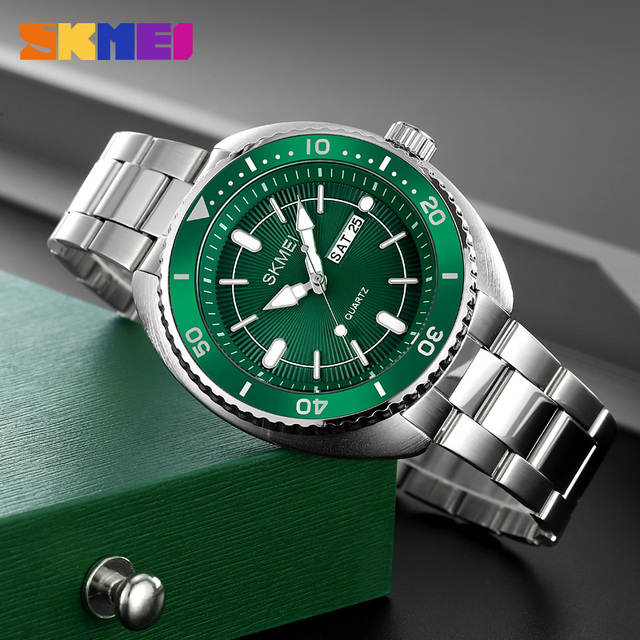 Exquisite Fashion Business Men Watch 44mm Glass Dial Stainless Steel Quartz Movement OEM Custom Logo Factory wholesale Sales