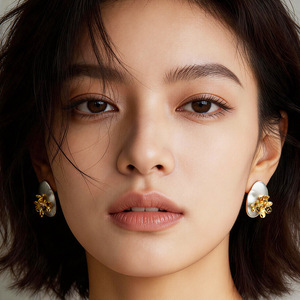 Heart Shape Stud <b>Earrings</b> Gold Silver Plated Alloy Women's Fashion Jewelry For Daily Wear - Product Image 4
