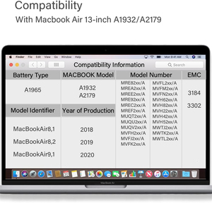 Batería de Repuesto para Portátil <span class=keywords><strong>MacBook</strong></span> Air de 13 Pulgadas para A1932 (2018-2019) A2179 (2020) A1965, Batería Ternaria en Existencia, Garantía de <span class=keywords><strong>12</strong></span> Meses - Product Image 2