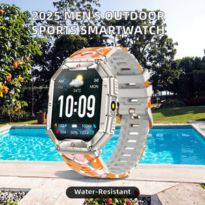 Jam tangan pintar olahraga luar ruangan pria, KR82 monitor denyut jantung oksigen darah tahan air panggilan BT kompas kompatibel Android IOS 2025 - Product Image 2