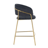 Chaise de bar de luxe moderne nordique en velours, avec accoudoirs, dossier incurvé, assise rembourrée, pieds en métal doré, tabouret de salle à manger, mobilier de maison