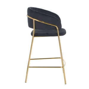 Nordic Modern Velvet Accent Bar Chair Curved <b>Back</b> Gold Metal Legs Dining <b>Stool</b> for Home Restaurant Hotel Apartment - Product Image 5