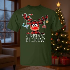 Camiseta de terapeuta respiratoria Buffalo Plaid Deer Christmas RT Crew - Product Image 3