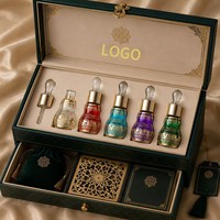 Nouvel Arrivage – Flacon de Parfum Cylindrique en Verre de 6 x 12 ml avec Bâtonnet Applicateur Doré Filigrané, Flacon Bulbeux Rechargeable pour Huile Attar, Emballage Carton