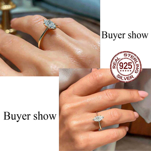 Anello Nuziale <span class=keywords><strong>da</strong></span> Donna in <span class=keywords><strong>Argento</strong></span> Sterling 925 Placcato Oro 18k con Zirconia Cubica Taglio Marquise, Accessorio per Abito <span class=keywords><strong>da</strong></span> <span class=keywords><strong>Sposa</strong></span> di Alta Gioielleria - Product Image 3