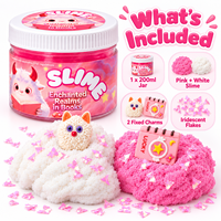 Kit de slime Icee bicolore 200ml, pot à thème livre, slime texturé rose et blanc, fabrication OEM, marque privée, vente en gros, approvisionnement en vrac