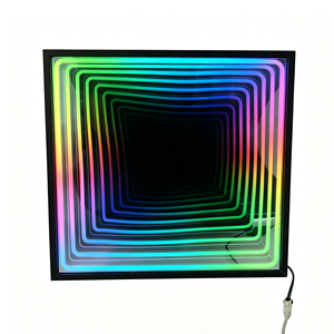 Espejo Infinito 3D con Luz LED, Marco de Acrílico y Aluminio, Decoración de Pared con Efecto Túnel RGB para Bares, Bodas, Hoteles y Exhibiciones Comerciales - Product Image 1