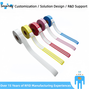 Étiquette RFID F08 13,56 MHz personnalisable <span class=keywords><strong>Smartag</strong></span>, imprimable par transfert thermique direct, mini-bracelet étanche en vinyle, transfert thermique PP PET Papier - Product Image 1
