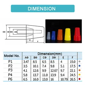 P1 P2 P3 P4 P6 cap mùa xuân chèn cách điện dây nối vít Twist Nut xoay khớp cuối thiết bị đầu cuối cho kết nối dây