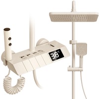 Ensemble de douche contemporain à double poignée, finition brossée, 4 fonctions, jet doux, noir mat, système de robinetterie de spa effet pluie
