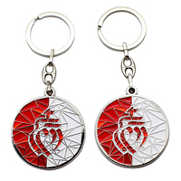 Porte-clés de club sportif en alliage de zinc émaillé dur, breloque de sac souvenir pour fans, accessoire rond plaqué argent, vente en gros
