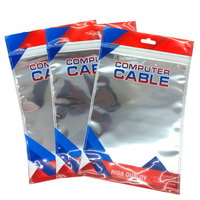 Sac à fermeture éclair en plastique personnalisé pour câbles, avec fenêtre transparente, scellé sur 3 côtés, pour l'emballage de câbles de données et de coques de téléphone
