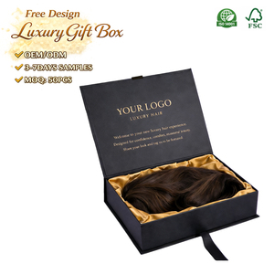Sac en papier et boîte d'emballage haut <span class=keywords><strong>de</strong></span> gamme écologiques pour perruques, avec feuille d'or et doublure en éponge imperméable UV <span class=keywords><strong>de</strong></span> 2 mm, pour la vente au détail <span class=keywords><strong>de</strong></span> marques <span class=keywords><strong>de</strong></span> perruques - Product Image 1