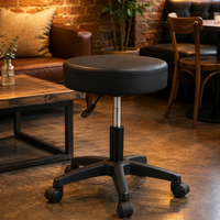 Tabouret de bar JOHOOFURNITURE en cuir PU noir, siège rond, hauteur réglable, fabriqué en Chine, pour comptoir de restaurant