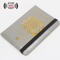 Porte-passeport britannique vintage de qualité en cuir PU portable avec protection RFID, fente pour cartes, logo personnalisé, couleurs variées