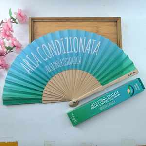 Custom Logo Printed Handmade Bamboo Wooden Folding Hand Fan Traditional Style for Wedding & Party Favors Angel Promotion - Product Image 3